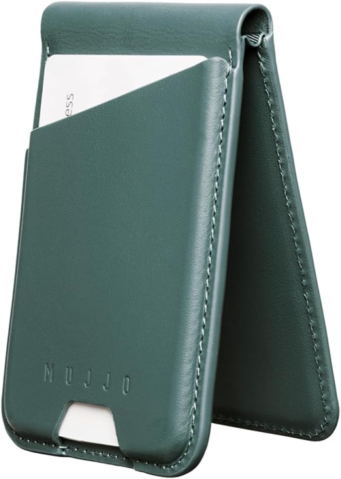 Mujjo Magsafe Compatible Leather Wallet Stand - Livid Green - Image 1